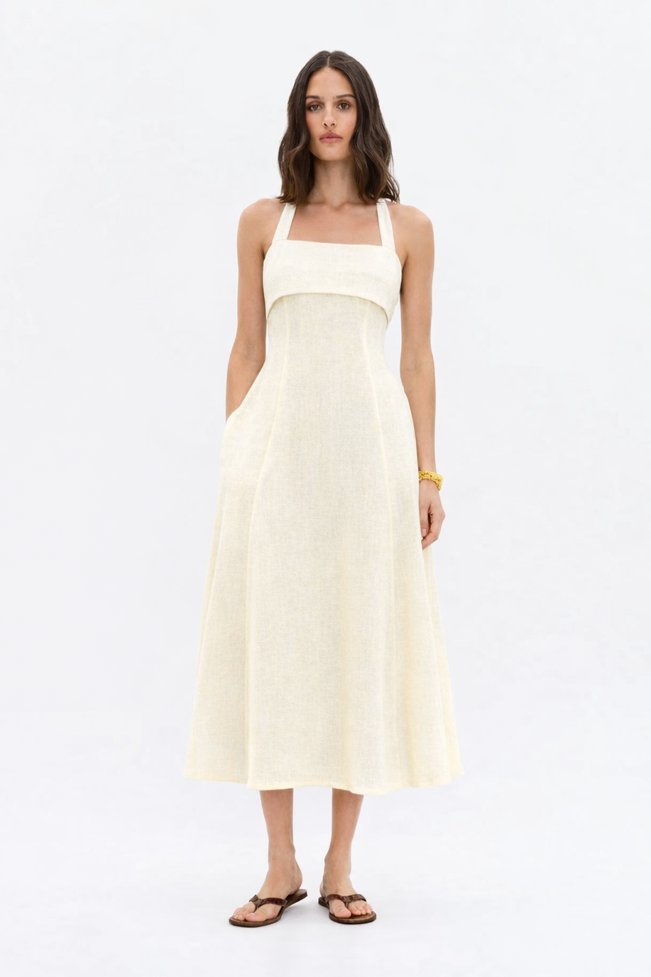 noa noa linen dress Noa Linen Midi Dress - Women's Fashion