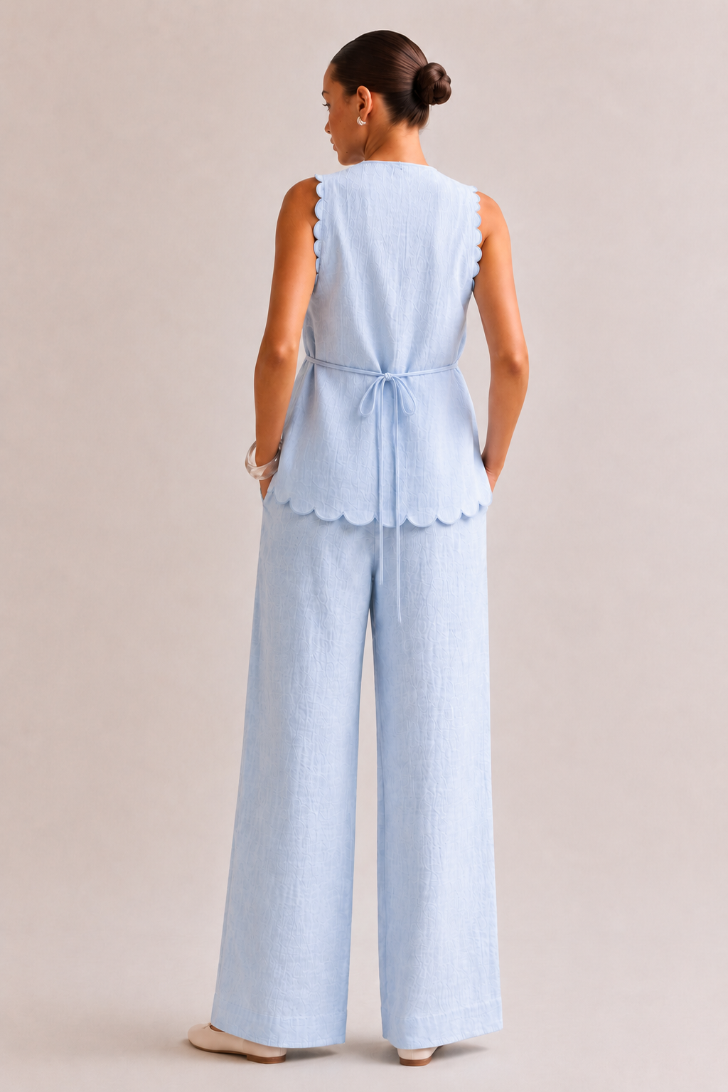 Cara Linen Co-ord Set in Icy Blue