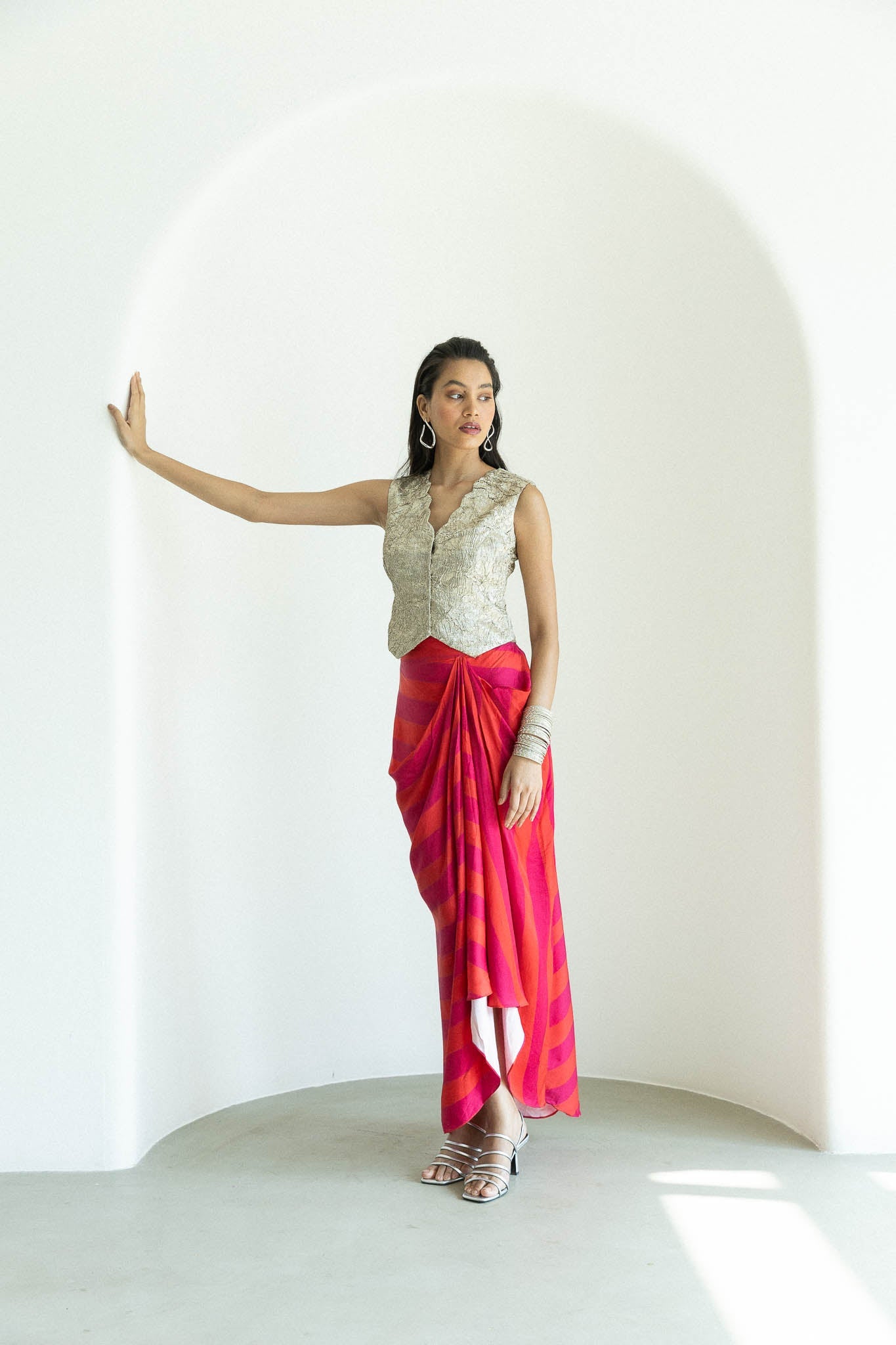 Shaina Waistcoat and Drape Skirt Set