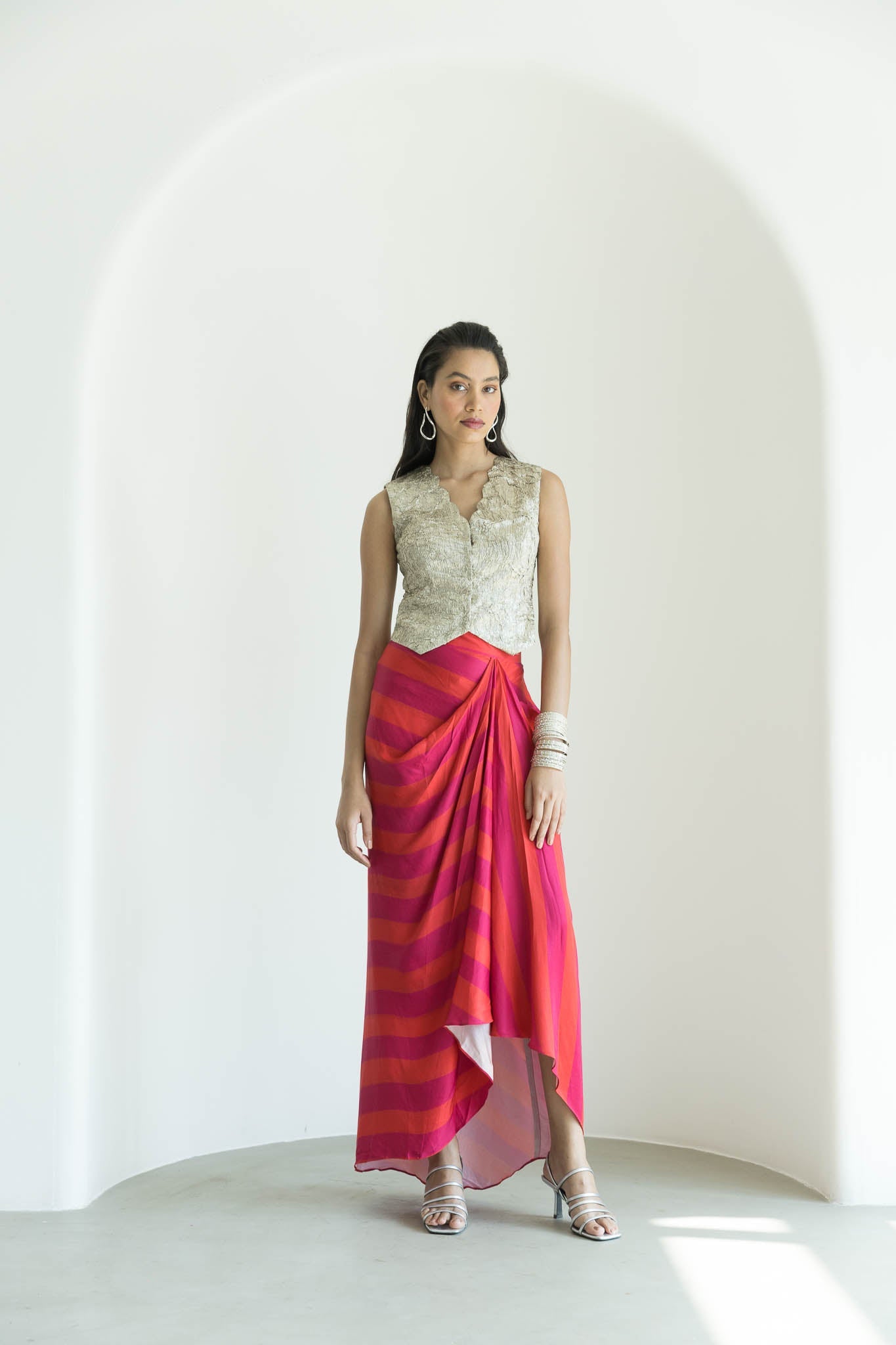 Shaina Waistcoat and Drape Skirt Set