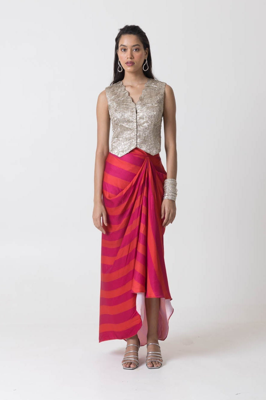 Shaina Waistcoat and Drape Skirt Set
