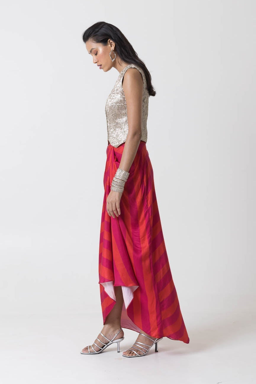 Shaina Waistcoat and Drape Skirt Set
