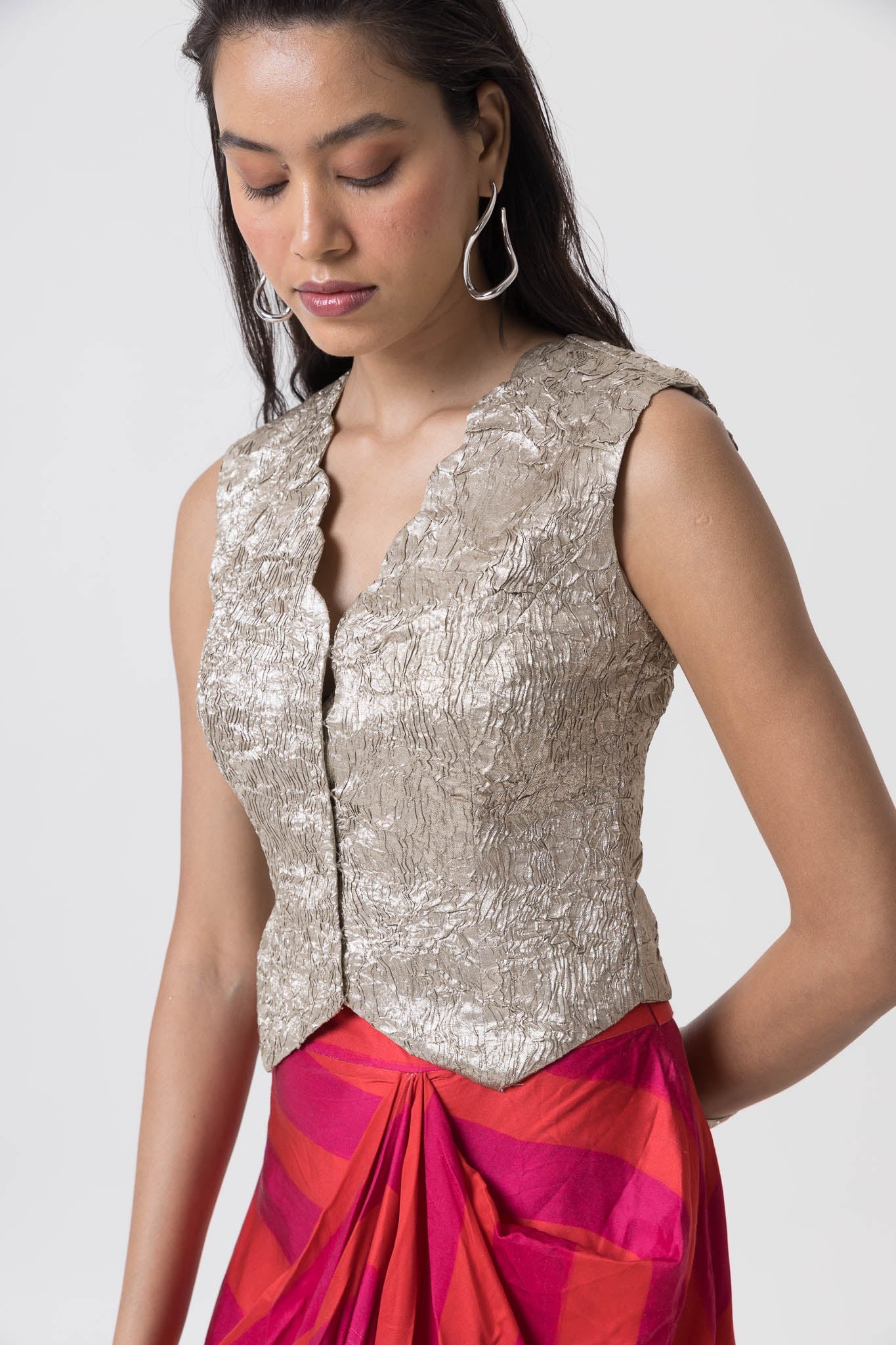 Shaina Waistcoat and Drape Skirt Set