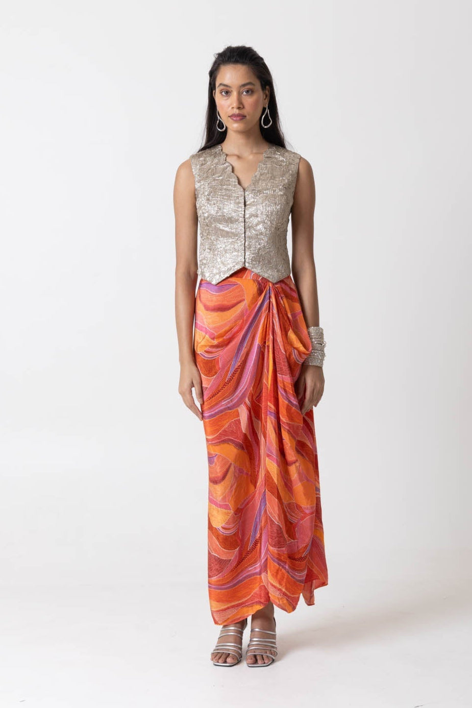 Raena Waistcoat and Drape Skirt Set