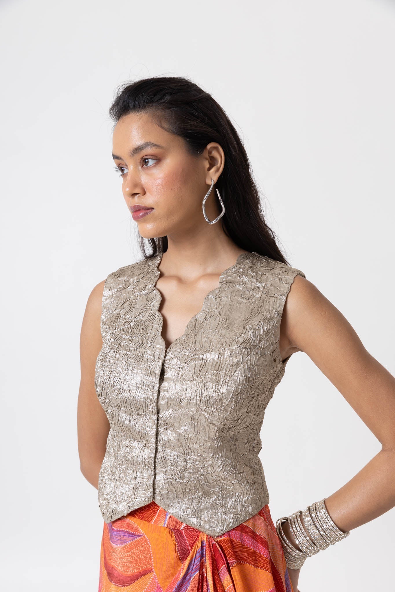 Raena Waistcoat and Drape Skirt Set