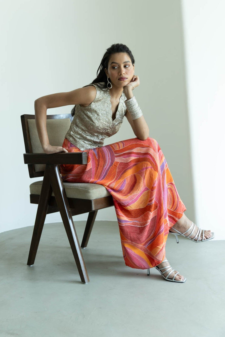 Raena Waistcoat and Drape Skirt Set