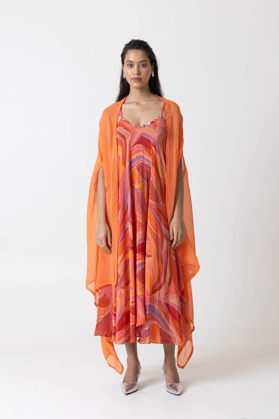 Citrus Dress and Cape Jacket Set