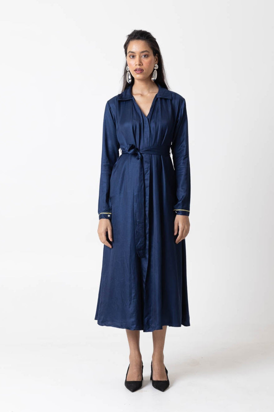 Classic Blue Shirt Dress