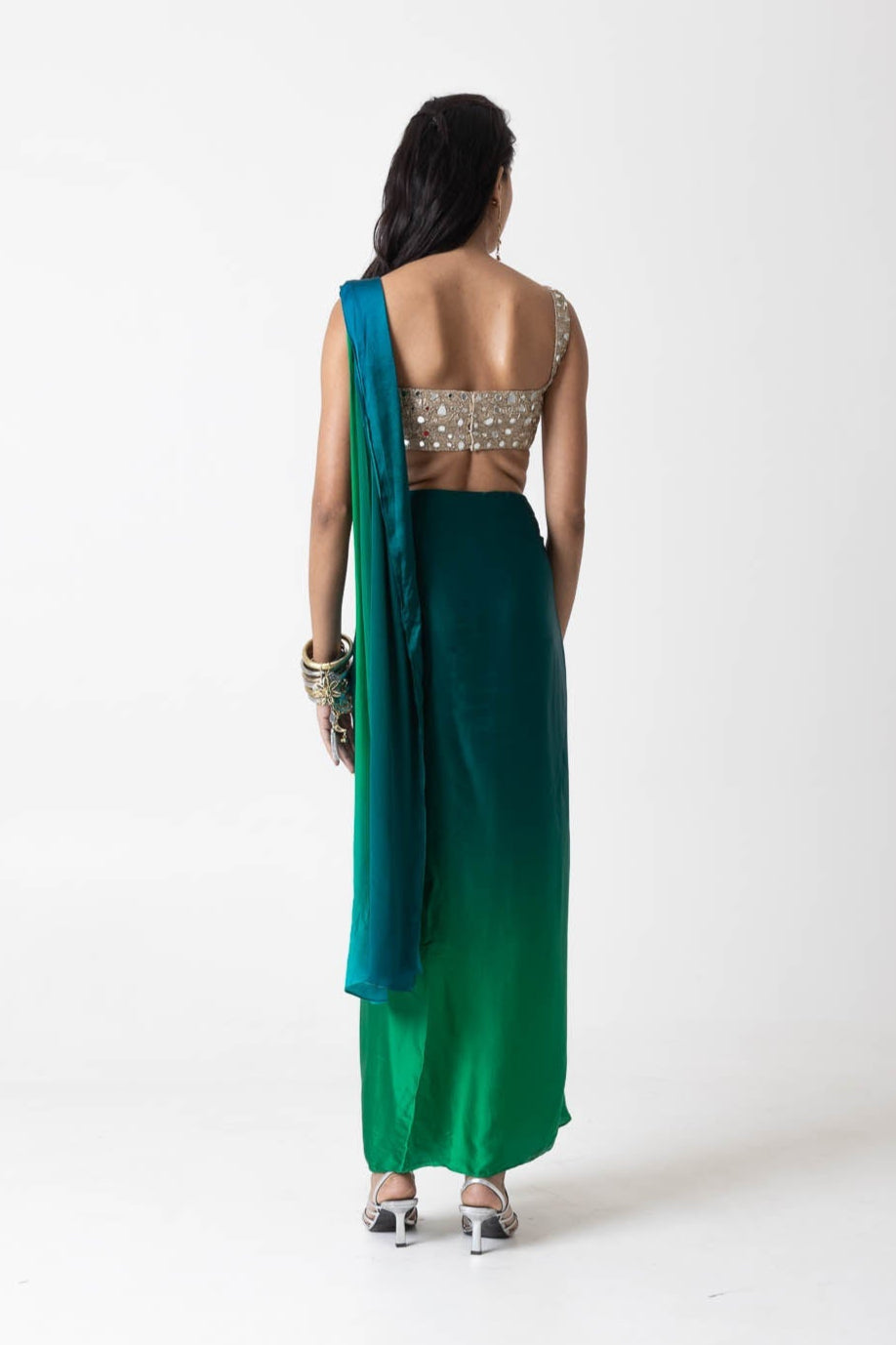 Sky Lights Drape Skirt and Blouse Set