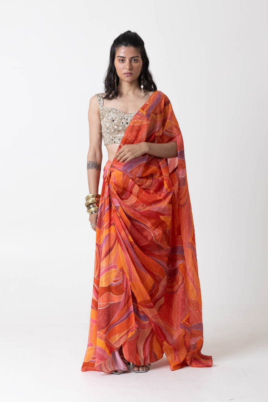 Sera Drape Skirt and Blouse Set