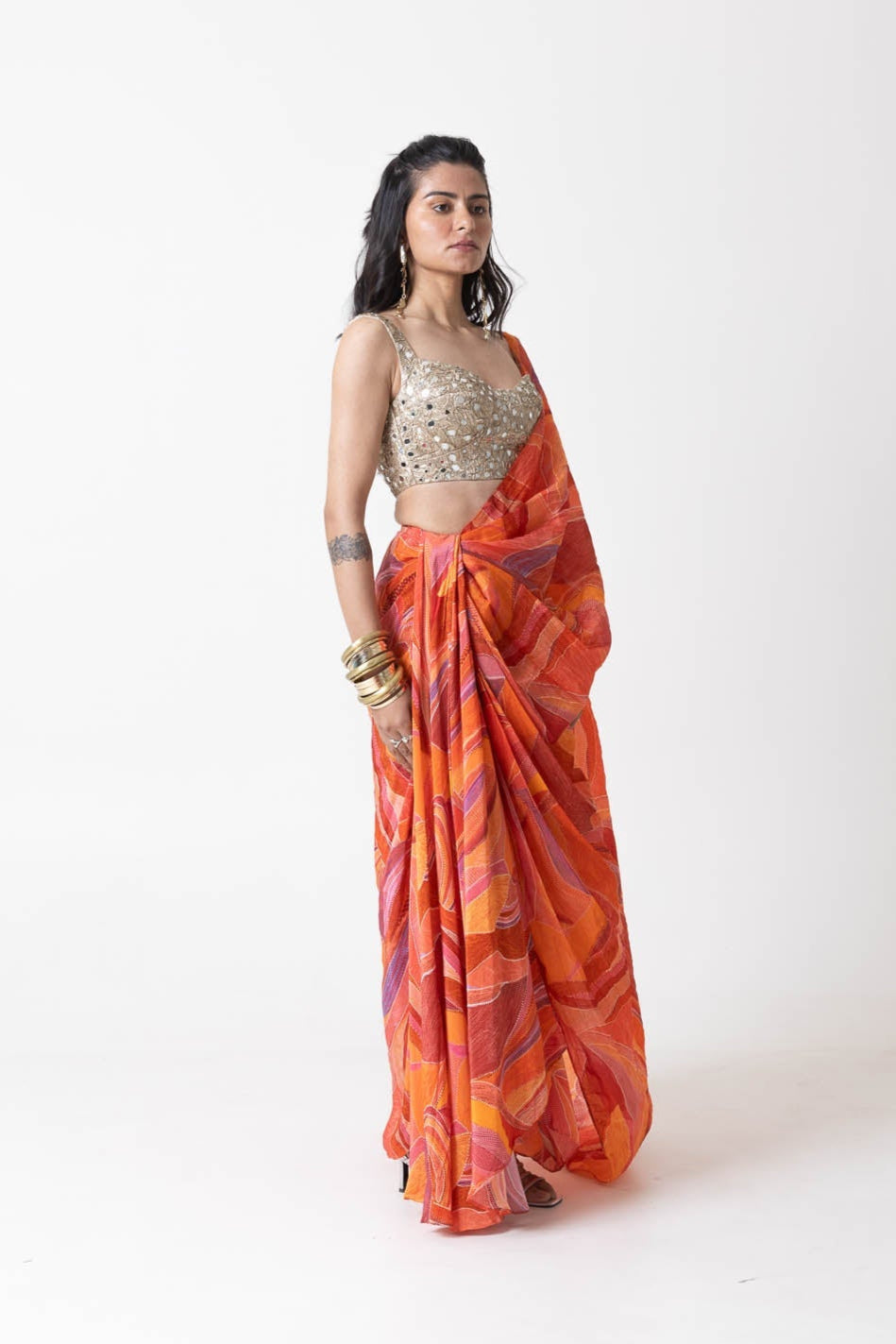 Sera Drape Skirt and Blouse Set