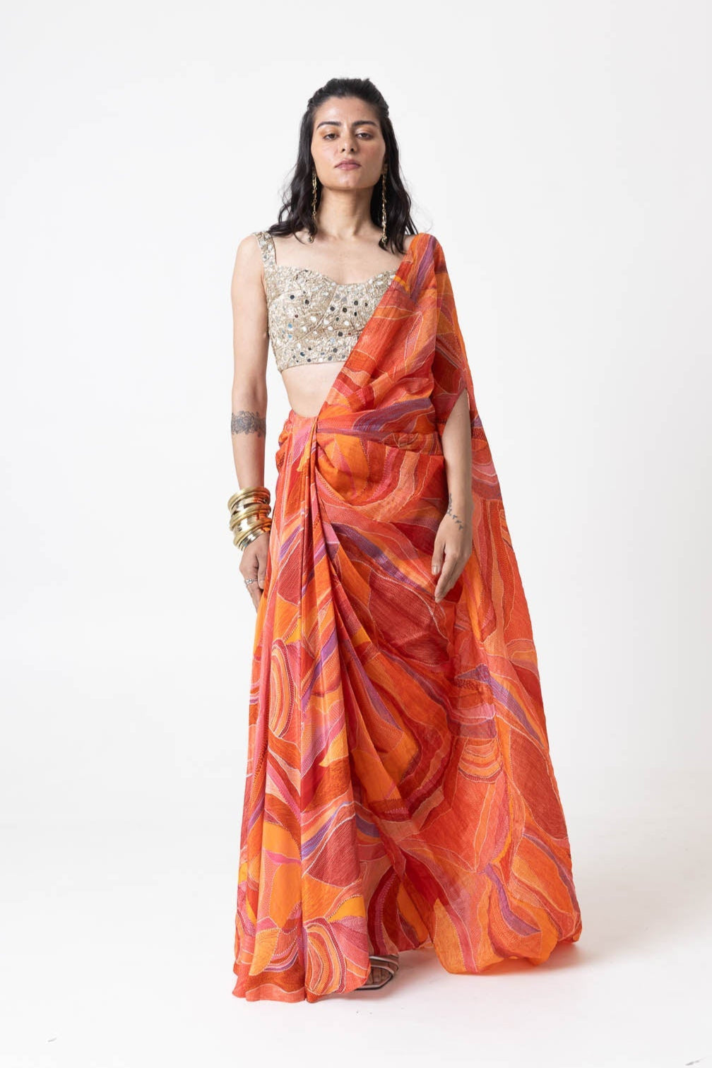 Sera Drape Skirt and Blouse Set