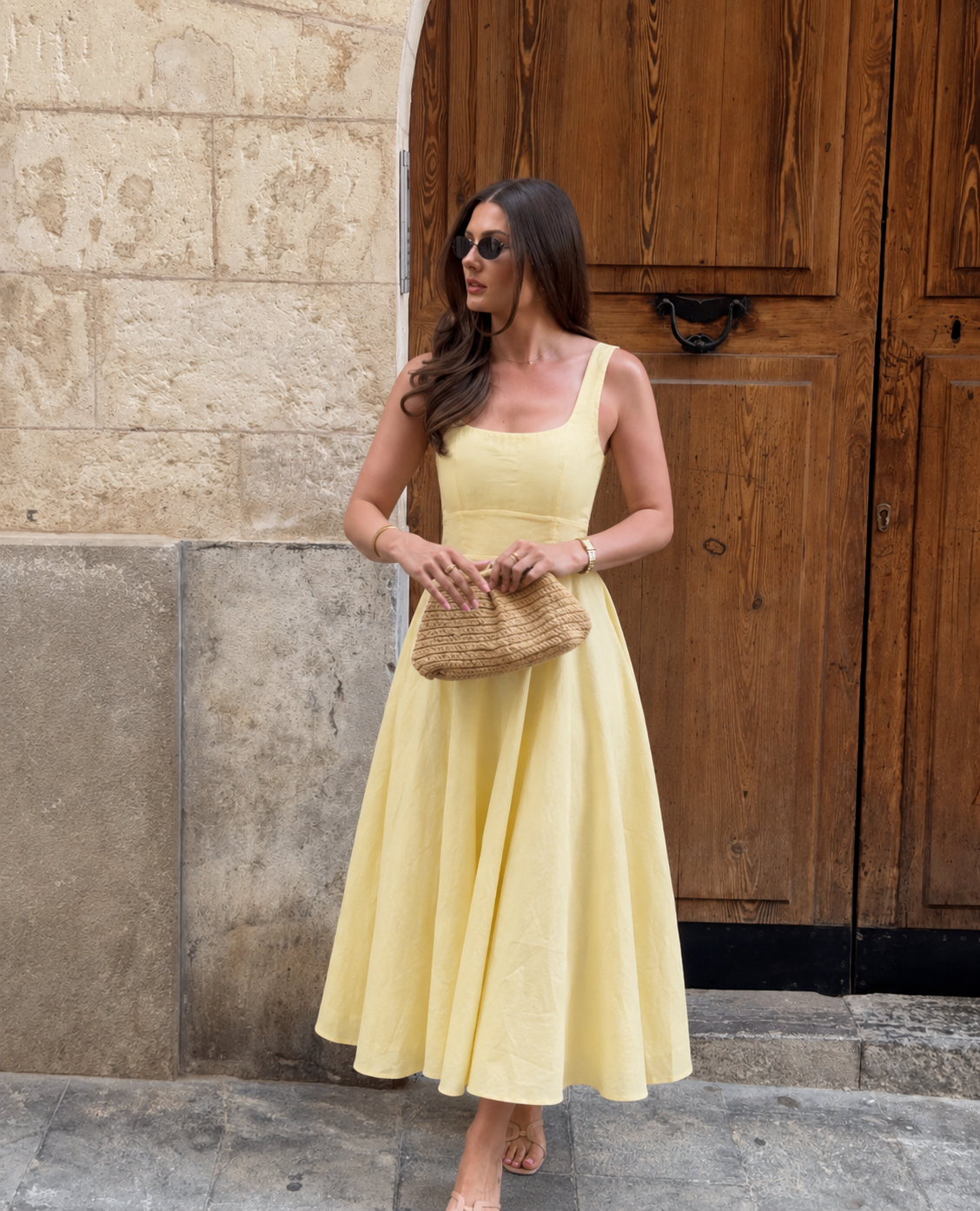 Mala Linen Dress in Butter Yellow