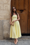 Mala Linen Dress in Butter Yellow