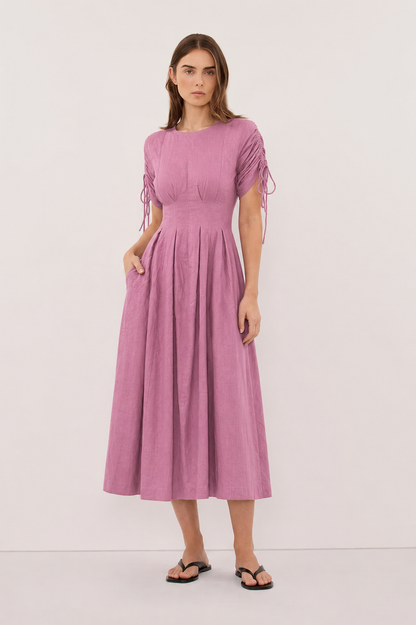Solenne Linen Dress in Dusty Pink - Pre Order