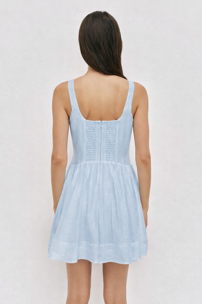 Aira Mini Linen Icy Blue Dress