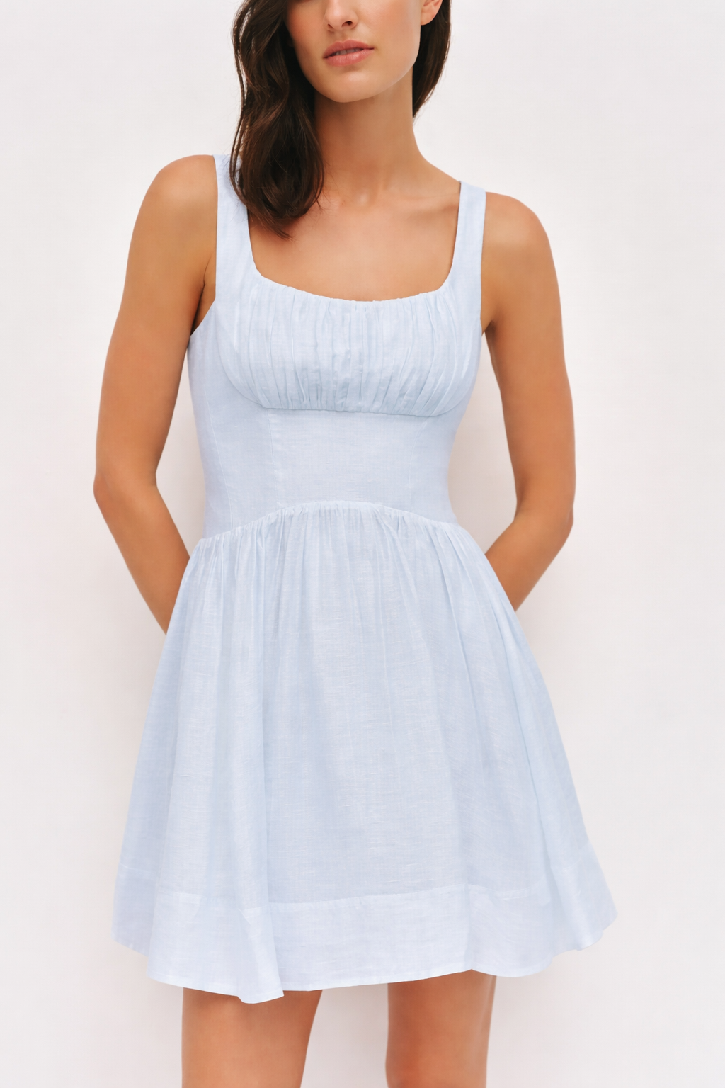 Aira Mini Linen Icy Blue Dress
