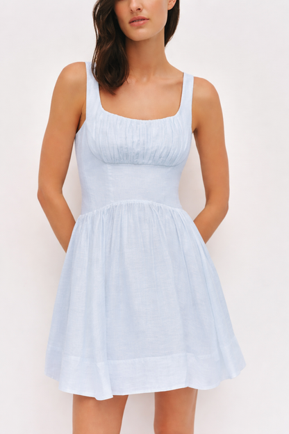Aira Mini Linen Icy Blue Dress