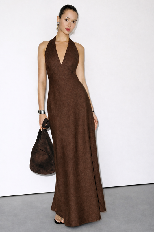 Serra Cocoa Linen Dress
