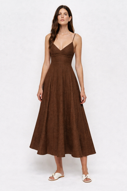 Tara Cocoa Linen Dress