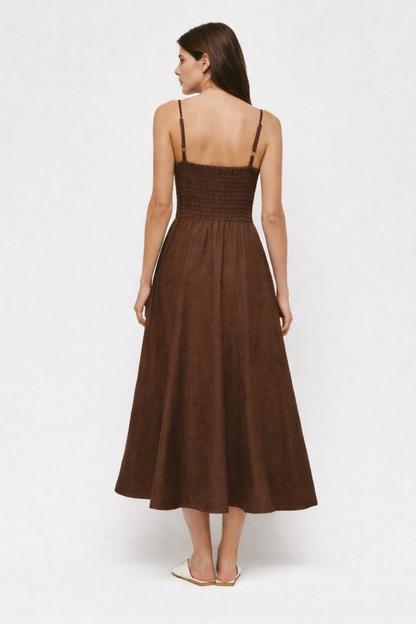Tara Cocoa Linen Dress