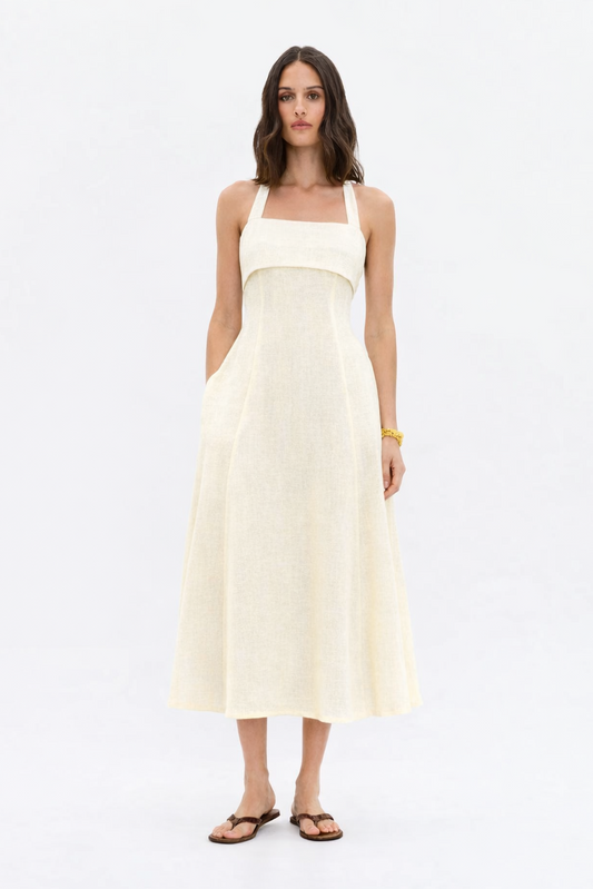 Noa Buttercream Linen Dress