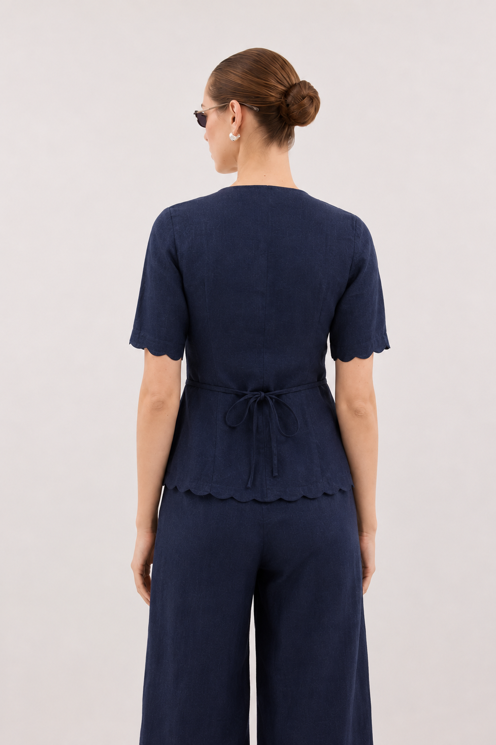 Mira Linen Co-ord Set in Midnight Blue