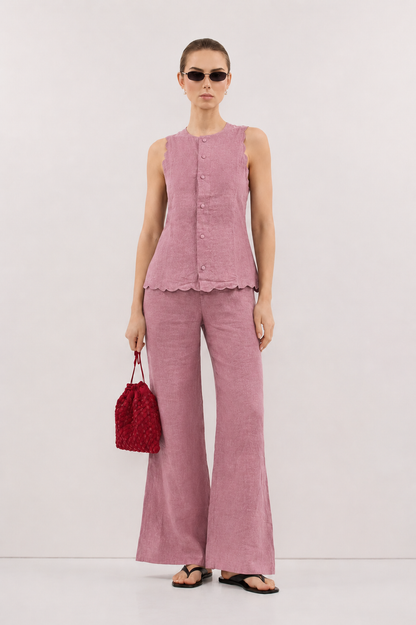 Alana Linen Co-ord Set in Dusty Pink