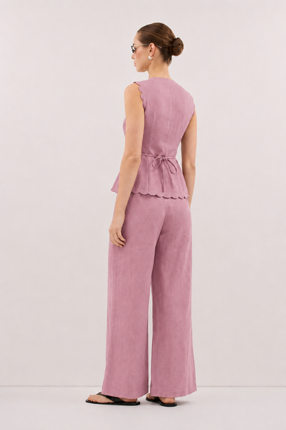 Alana Linen Co-ord Set in Dusty Pink