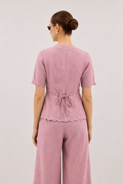 Alana Linen Co-ord Set in Dusty Pink