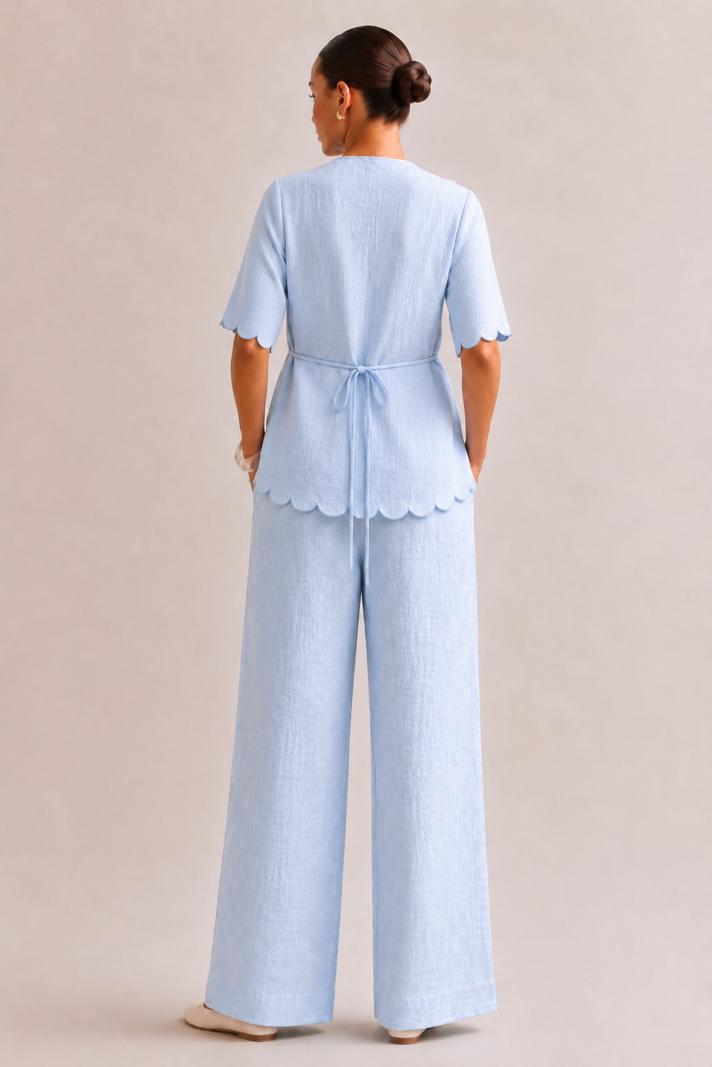 Cara Linen Co-ord Set in Icy Blue