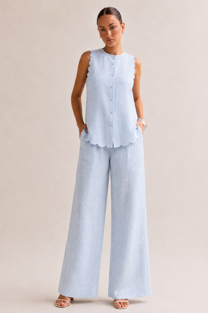 Cara Linen Co-ord Set in Icy Blue - Pre order