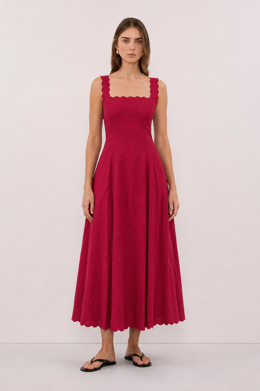 Tessa Linen Dress in Cherry Red - Pre Order