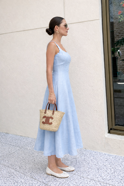 Tessa Linen Dress in Ice Blue