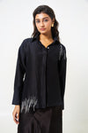 Citylights Silk Shirt with Hand Beaded Tassels